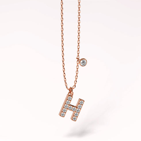 Solid 925 Sterling Silver Initial Crystal Personalised Alphabet Letter Necklace Rose Gold Filled